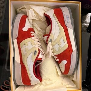 FENDI match sneakers calf leather red
